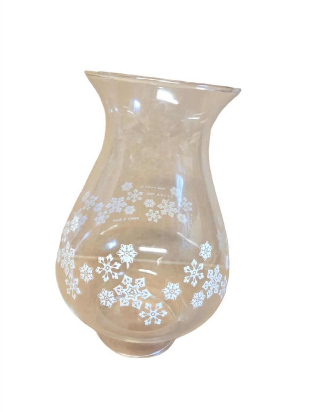 Vintage 80s Pyrex FTDA Holiday Snowflake Glass Candle Chimney Replacement